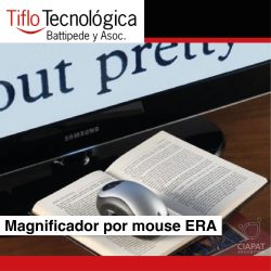 Se muestra el mouse pasando por sobre un libro, y reproduciendo la imagen en gran tamaño en la pantalla.