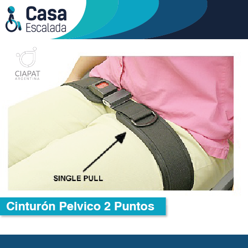 En la imagen se muestra el cinturón pélvico de dos puntos en funcionamiento colocado en una persona.