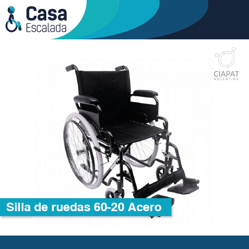 En la imagen se muestra la silla de ruedas modelo 60-20 de acero.