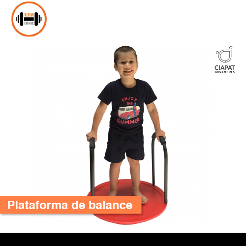 En la imagen se muestra un niño en una plataforma, con agarraderas.