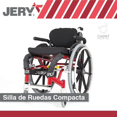 En la imagen se ve una silla de ruedas compacta.