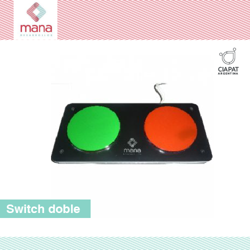 En la imagen se muestra el switch con dos pulsadores uno color verde y el otro color rojo.