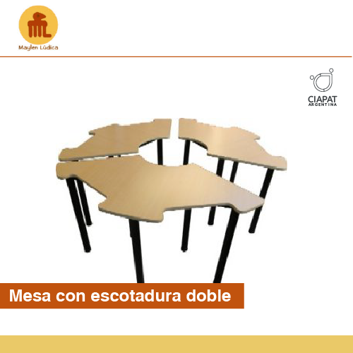 En la imagen se muestran distintas mesas con escotadura doble.