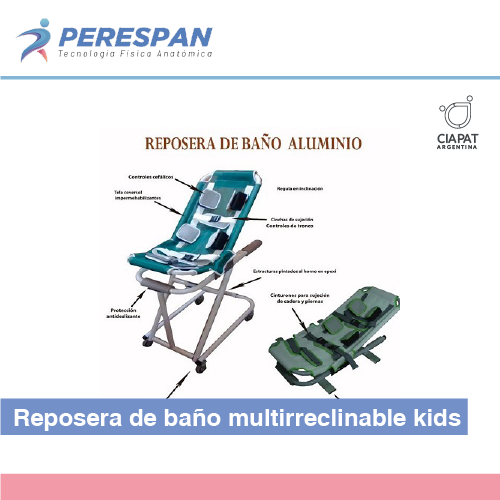 En la imagen se muestra una reposera de baño para niños multireclinable.