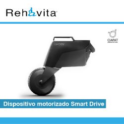 En la imagen se muestra el dispositvo smart drive para motorizar sillas.