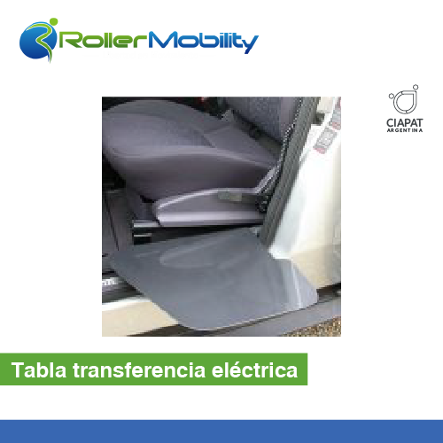 En la imagen se muestra una tabla de transferencia, colocada al lado del asiento de un automóvil.