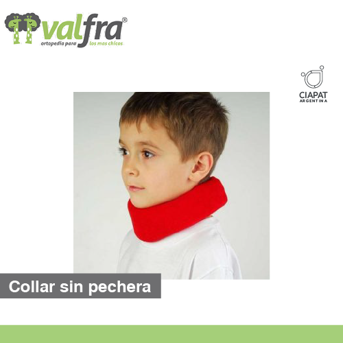 En la imagen se muestra un niño con un collar estabilizador sin pechera.